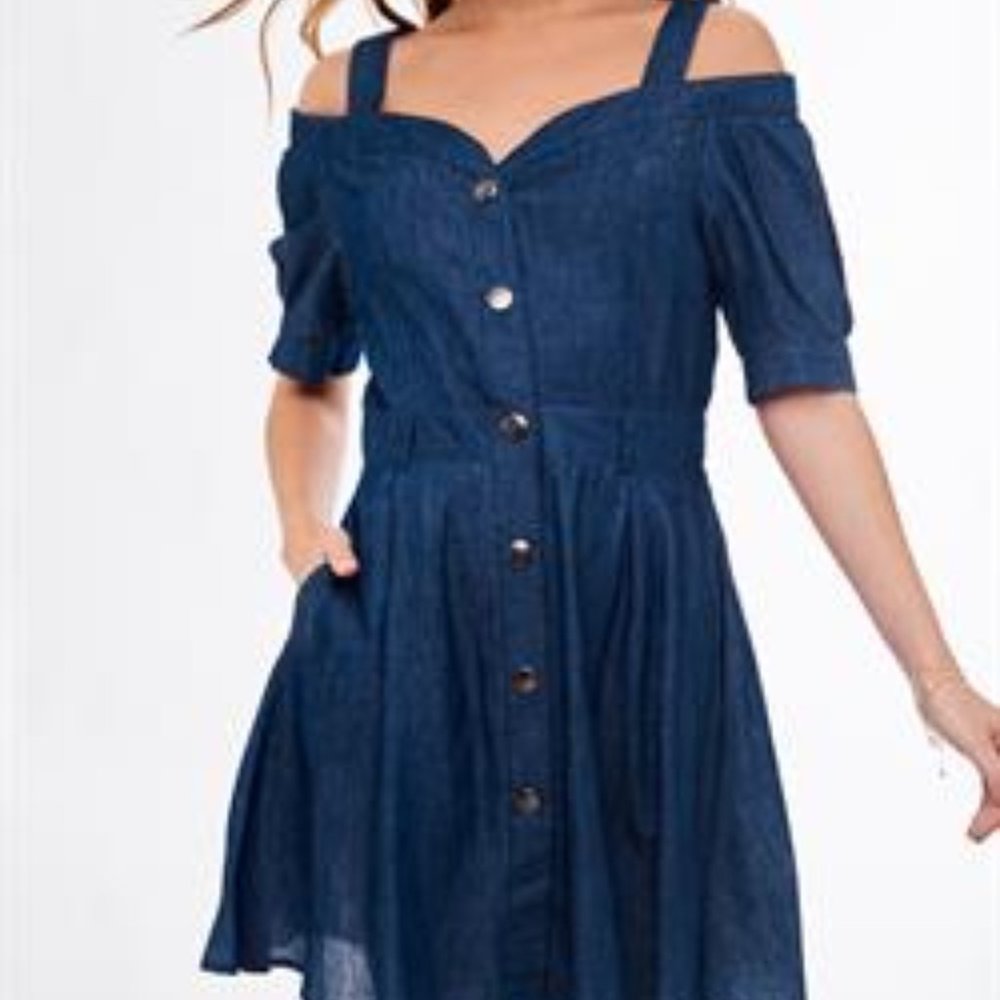 Women's denim dress-Dark Denim